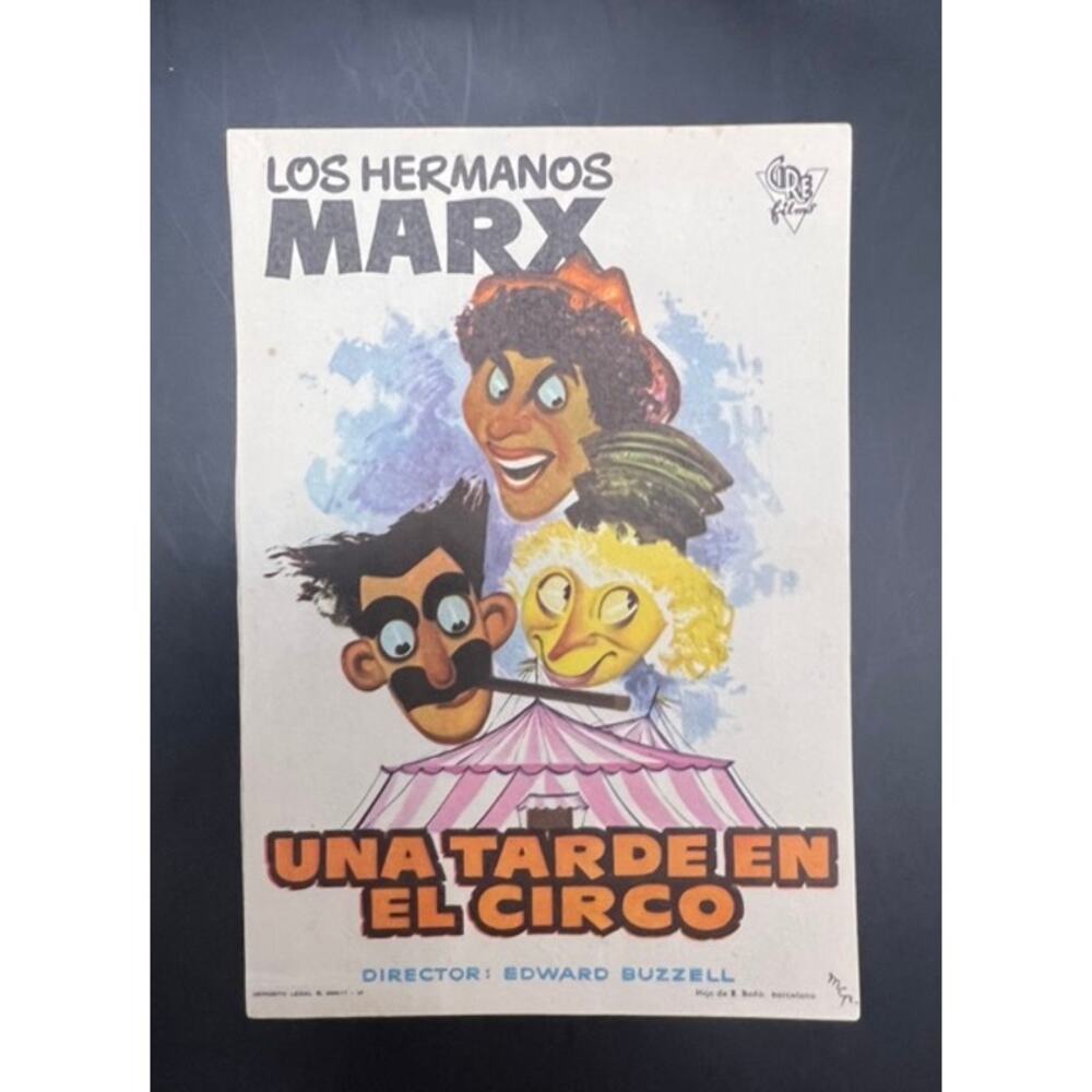 Vintage Spanish Marx Brothers Movie Herald Handout At the Circus Hollywood